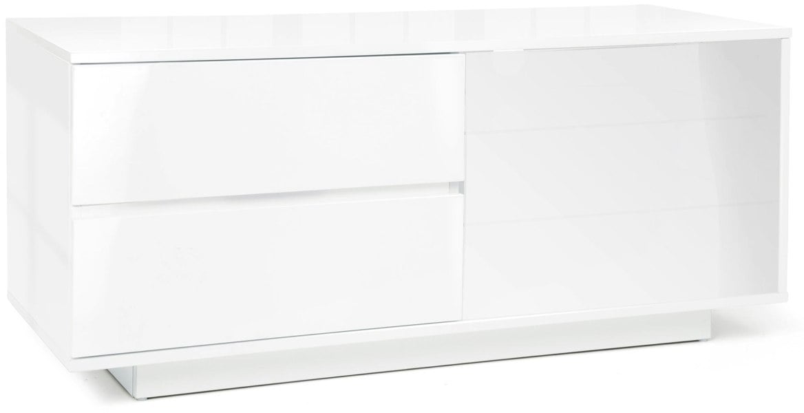 Centurion Supports Gallus ULTRA Remote Friendly BeamThru Gloss White with 2-White Drawers 32"-55" Flat Screen Cabinet TV Stand