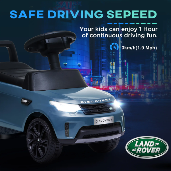 2-in-1 Land Rover Licensed 6V Kids Electric Ride On Car, Sliding Car w/ Headlights, Music, for 18-60 Months, Light Blue
