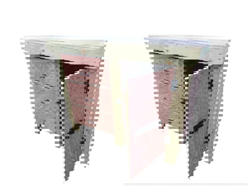 Arbor Garden Solutions Wooden Eucalyptus hardwood top workbench, cabinet with lockable cupboard (V.3) double shelf