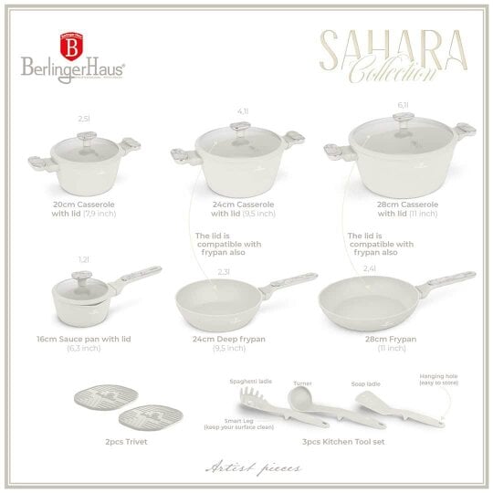 Berlinger Haus Sahara Marble BH8401 15 Piece Cookware Set