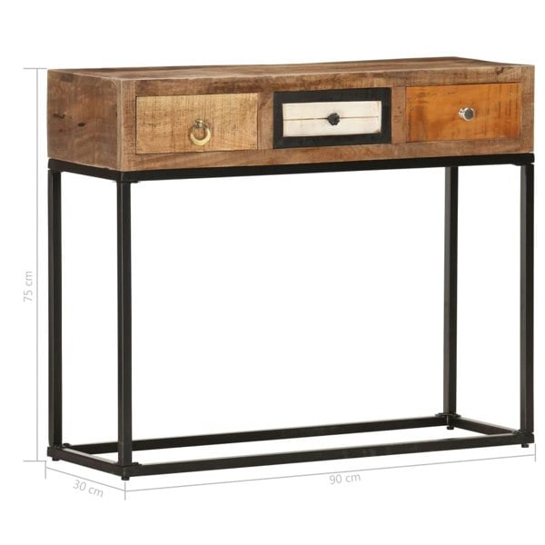 Berkfield Console Table Gold 90x30x75 cm Solid Reclaimed Wood