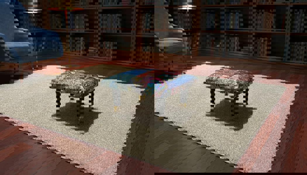 Small Demask Footrest Pouffe in Velvet Mustard – Handmade UK Footstool - ISTOOLS