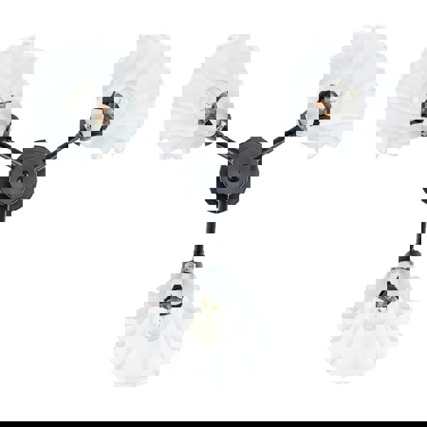 Traditional Black Ceiling Light with Frosted Scallop Glass Shades Image 3