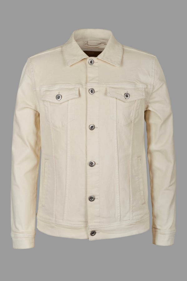 ENORSIA Men's Ecru White Classic Denim Jacket