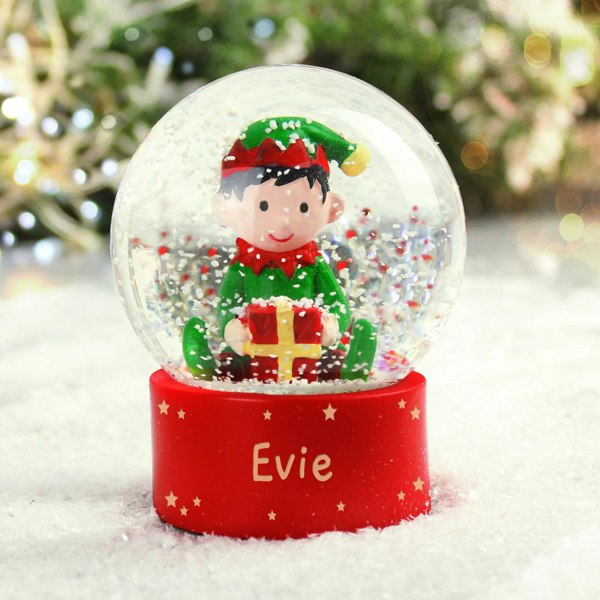 Personalised Memento Company Personalised Name Only Elf Glitter Snow Globe