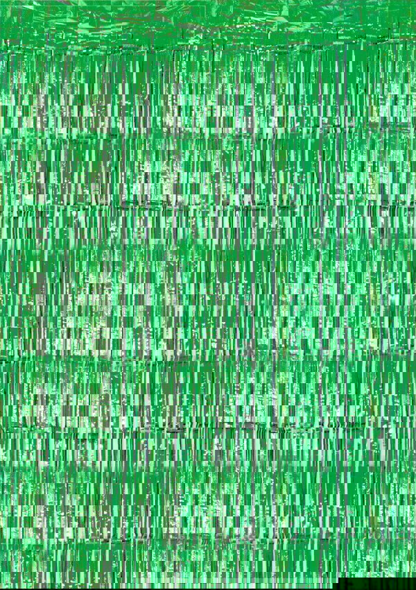 Cheetah Shimmer Tinsel Curtain, 2.5M x 1M Green