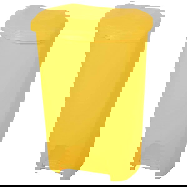 2 x Yellow 50L Recycling Commercial Medical Utility Waste Trash Pedal Bins With Hands Free Foot Pedal Operation