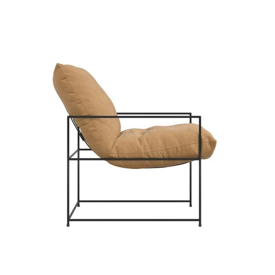 Wyld Haus Drogheda Tan Brown Accent Chair Black Metal Frame
