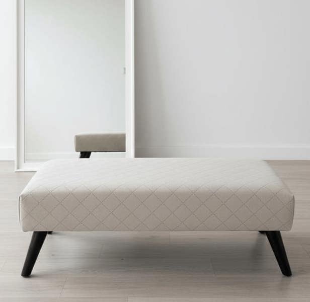 Premium off white creamy stitched design plain lid footstool bench or coffee table - ISTOOLS