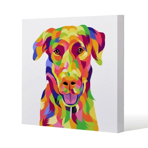 Benjamin Tate Design Amazing Illustration of Dog Pop Art Slim Style Canvas Print  60x60cm , 15mm Slim Real wood.
