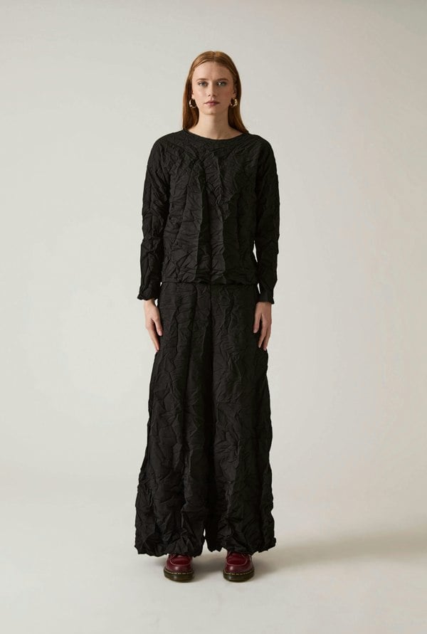 James Lakeland Crinkled Black Trousers
