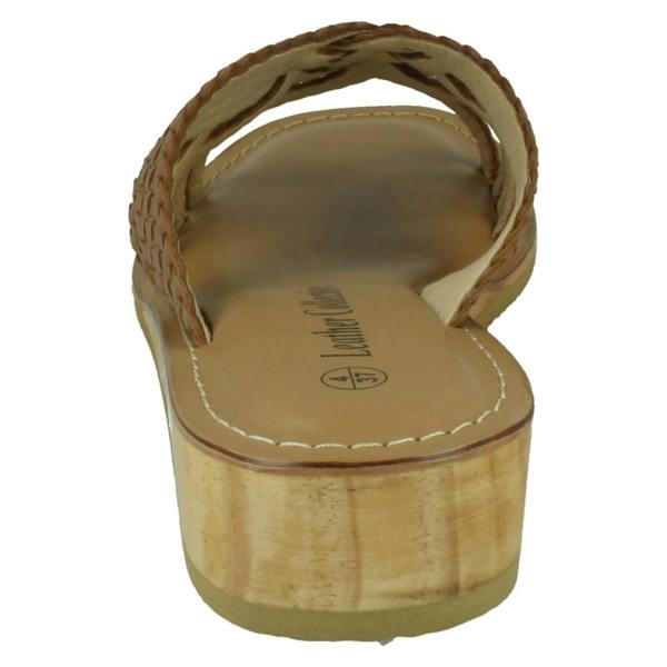 Leather Collection Ladies Leather Collection Low Wedge Platform Sandals F00422