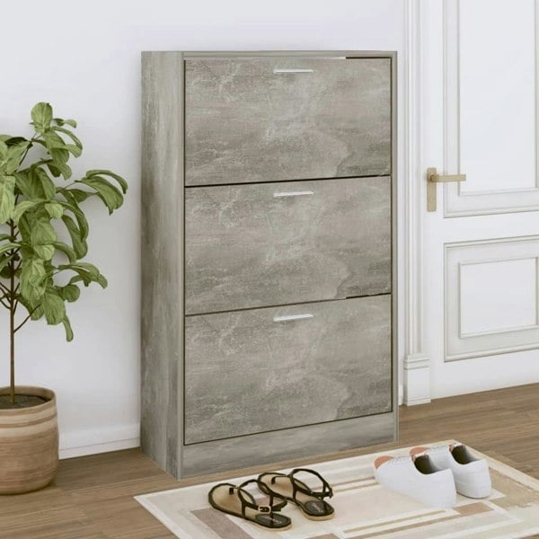 Berkfield Shoe Cabinet Concrete Grey 63x24x103 cm Engineered Wood