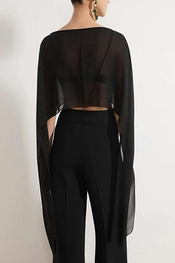 WOVCOR Straight Boat Neck Sleeveless Woven Chiffon Blouse