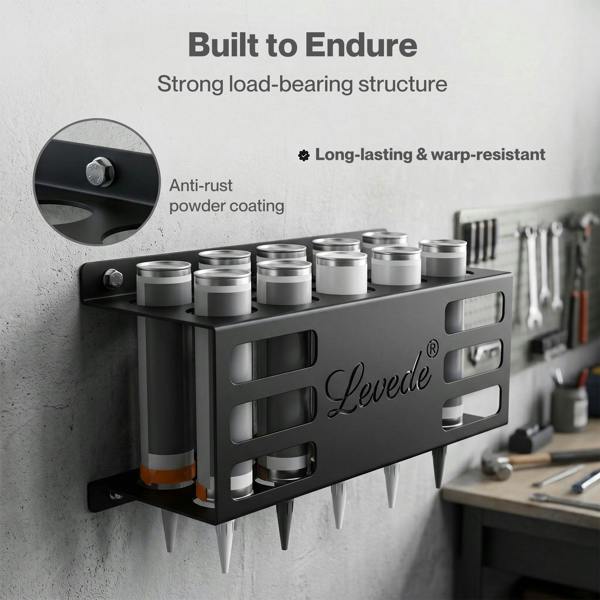Levede Silicone Tube Holder 12 Hole Carbon Steel Wall Mount Garage Van Black