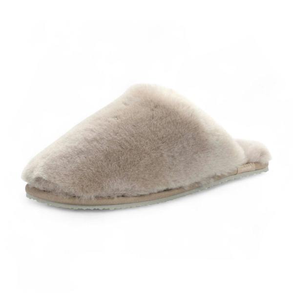 Infinity Leather Women's Sheepskin Slippers Taupe Warm Winter Fur Mule - Aurora