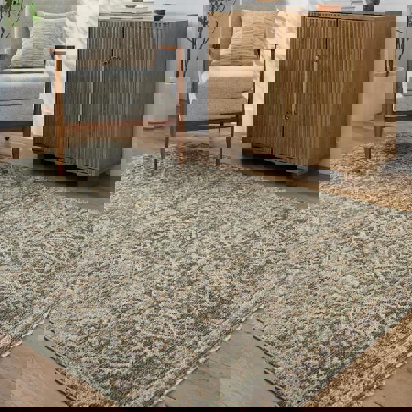 Livabliss Galey Alix Myrtle Avenue-Vintage Brown Green Grey Traditional Boho Fringe Rug