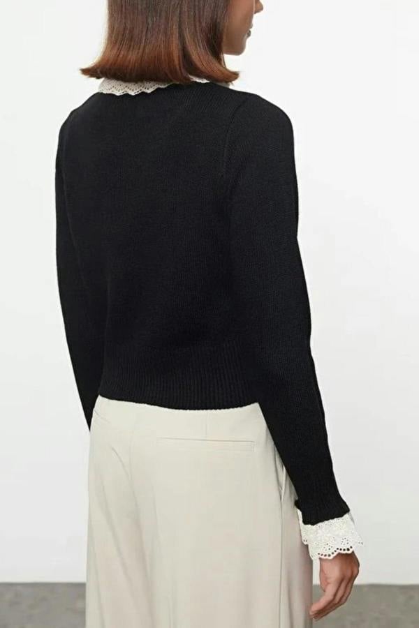 WOVCOR Mercerized Look Premium Yarn Fitted Knit Cardigan