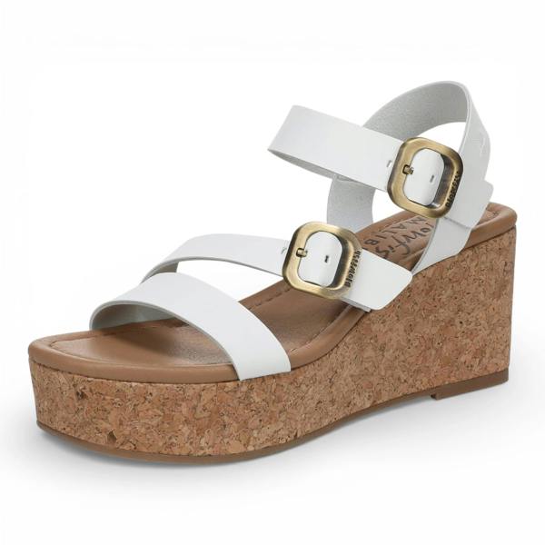 Blowfish Malibu Ali - Women's White Wedge Strappy Espadrille Heel Sandals