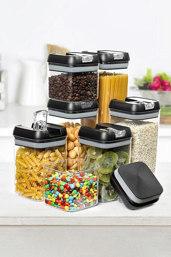 Living and Home 7Pcs Airtight Food Dry Grain Cereal  Storage Containers 6.9L with Clasp Lids （0.5*2+0.8*2+1.2*2+1.9L）