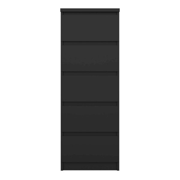 Wyld Haus Budapest Matt Black Wooden Narrow Chest 5 Drawers