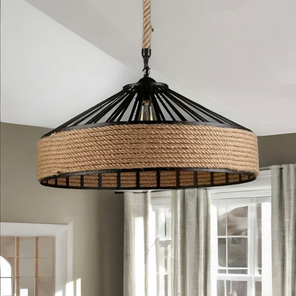 Rafaelo Mobilia Rustic Hemp Rope Ceiling Light Pendant Shade Brown