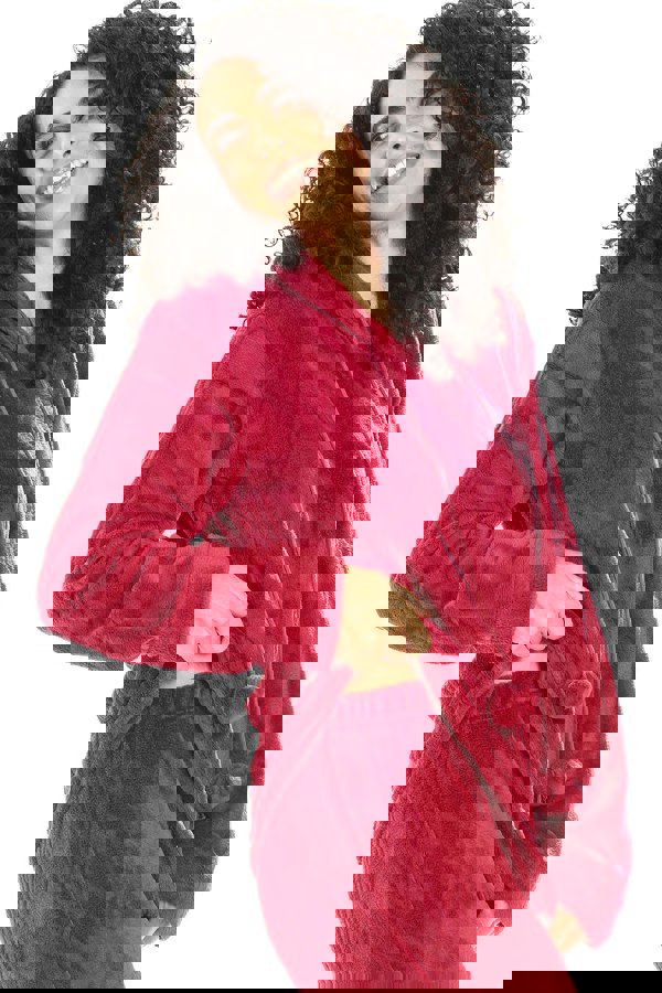 Camille Womens Magenta Supersoft Fleece Hooded Pyjama Set