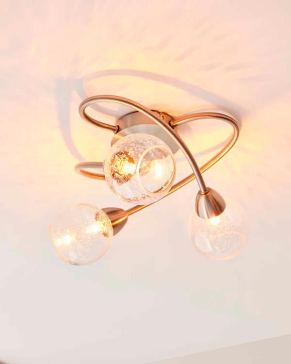Pagazzi Lighting Callen Satin Nickel 3 Light Flush Ceiling Light