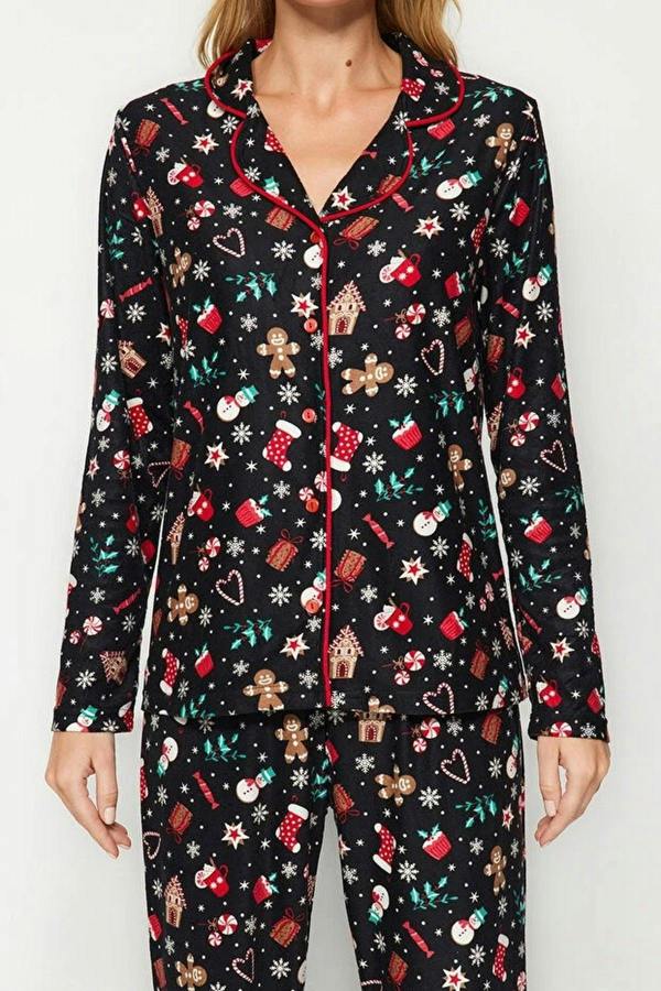 WOVCOR 2-Piece Christmas Themed Knit Pajama Set
