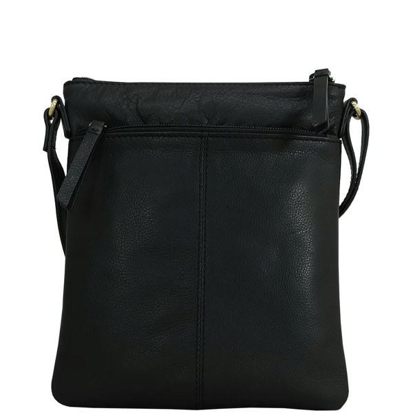 Assots London 'LINBY' Black Pebble Grain Leather Crossbody Bag