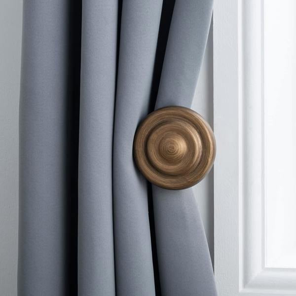 A.Unique Home Ribbed Wooden Curtain Pole with Rings and Fittings, In a Variety of Colours and Sizes (35mm) (Holdbacks, Antique Gold)