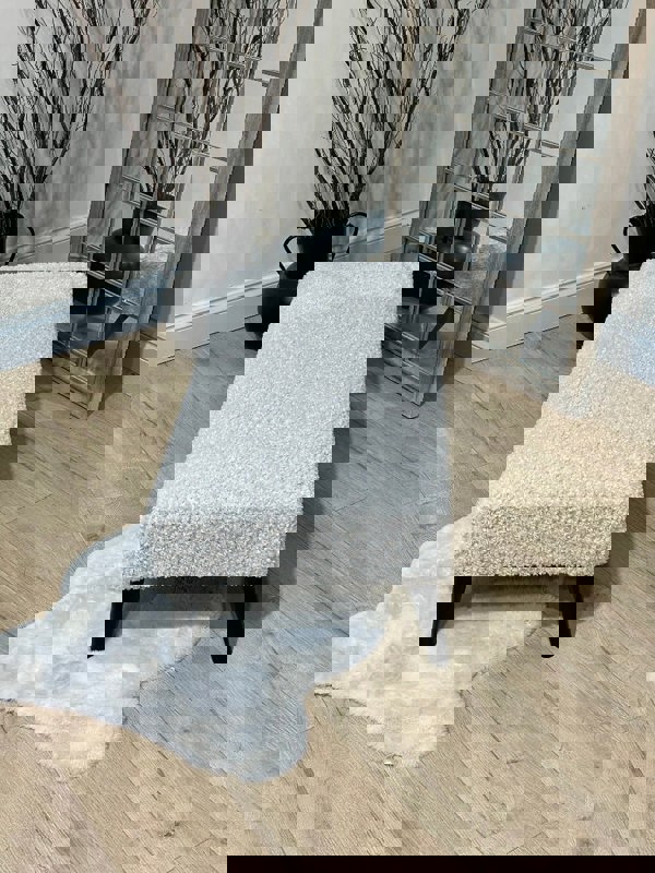 Premium teddy bear fluffy creamy white plain Handmade footstool