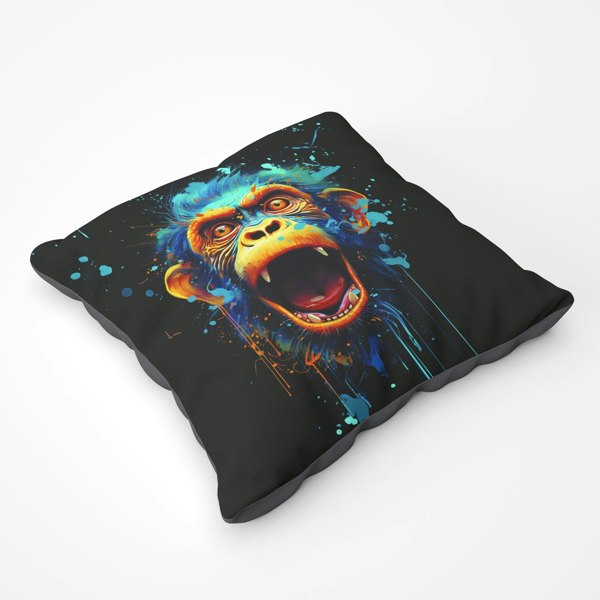 Warren Reed Crazy Monkey Face Splashart Floor Cushion