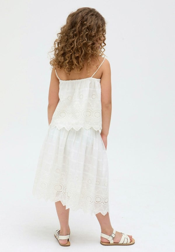 Kids Rufa Spaghetti Strap Windowpane Check cotton Cami In White - image 3