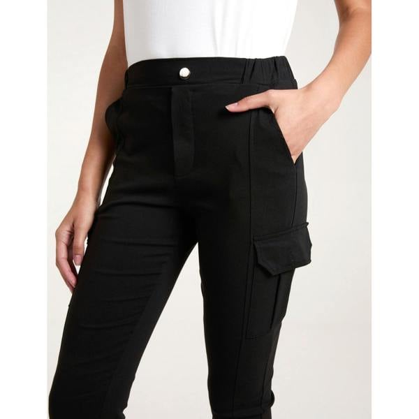 Blue Vanilla Seam Detail Crop Trousers With Cargo Pocket