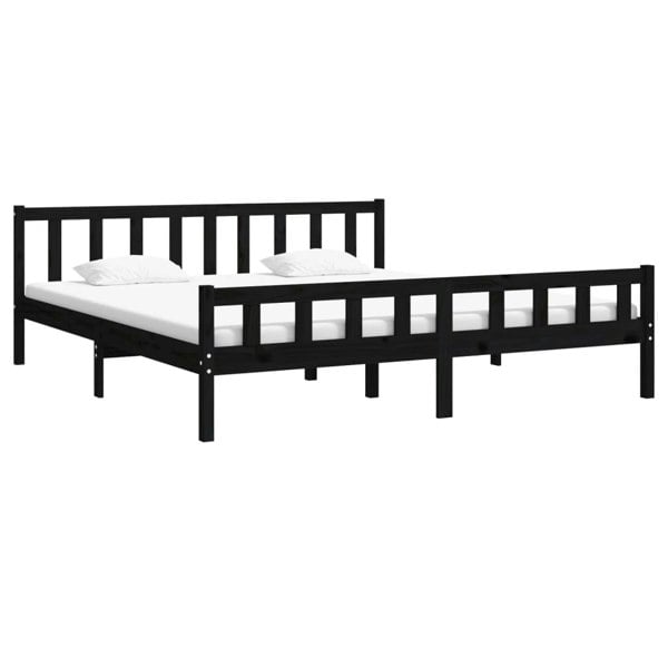 Berkfield Bed Frame Black Solid Wood 200x200 cm