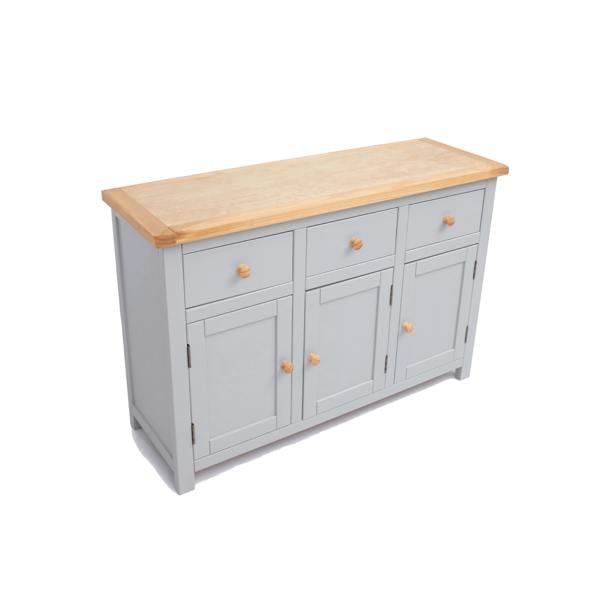 Cabinet Bits Argenta Light Grey 3 Drawer 3 Door Sideboard Wood Knob