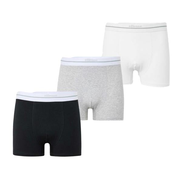 Ellesse Mens Ambria Boxer Shorts (Pack of 3) - White/Black/Grey - 