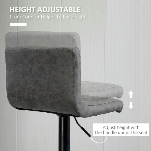 Wyld Haus Ralava Set Of 2 Faux Leather Grey Adjustable Swivel Bar Stools With Footrests