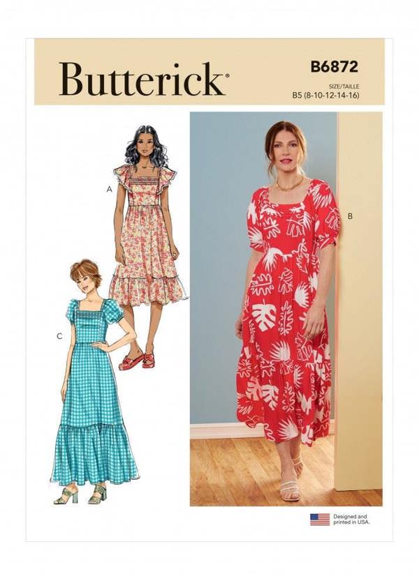 Butterick Sewing Pattern 6872, Dresses for Women, B5 (8-10-12-14-16) - Easy