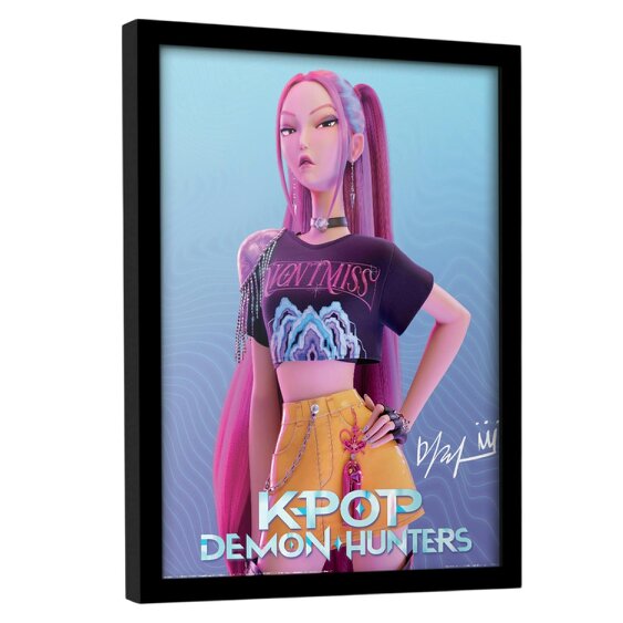 K-Pop Demon Hunters Mira Framed Poster - Pink/Blue