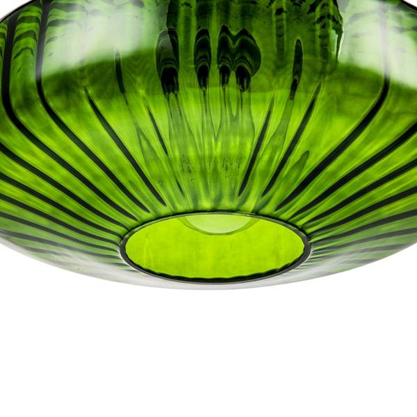 Emerald Green Ribbed Glass Pendant Light Shade with Flat Round Shape Image 5