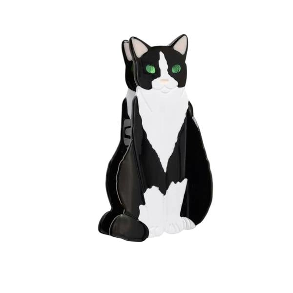 Gold Trip Tuxedo Cat Claw Clip