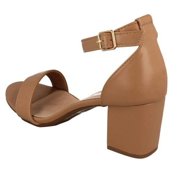 Anne Michelle Ladies Anne Michelle Mid Block Heel Buckle Ankle Strap Wide Fitting Sandals F12104