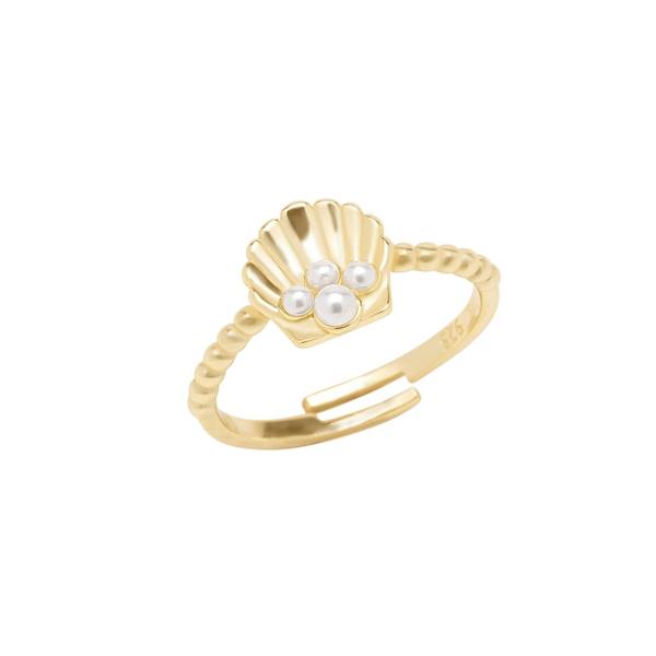 Spero London Scallop Shell Pearl Sterling Silver Ring