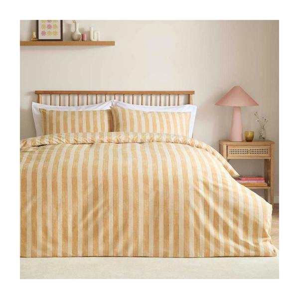 Furn Dualtone Reversible Striped Duvet Cover Set - Yellow/Butter - 