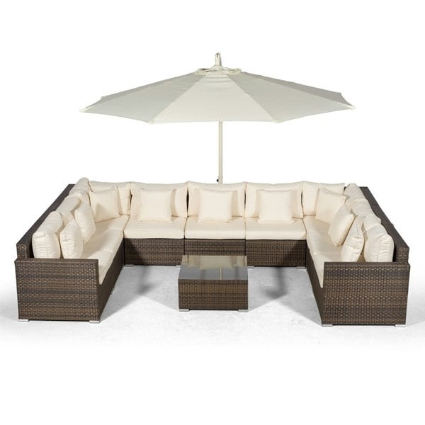 Giardino Havana 9 Seat Rattan Sofa Conversation Set with Coffee Table