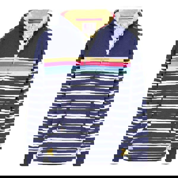 Lazy Jacks Girls Contrast Striped Hoodie - Prism Dusty Blue