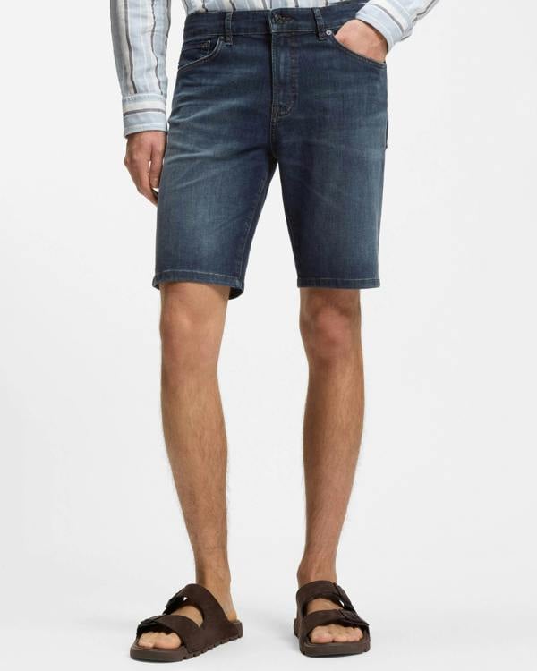 BOSS Orange Maine Regular-Fit Shorts in Soft-Motion Denim - Medium Blue 420