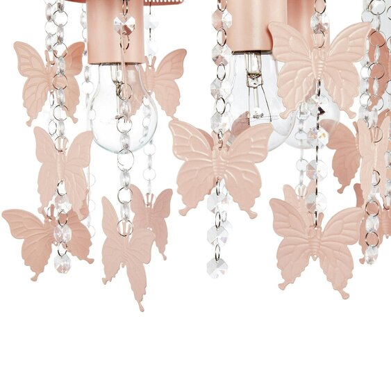 Happy Homewares Childrens Ceiling Light Fitting in Blush Pink with Hanging Butterflies